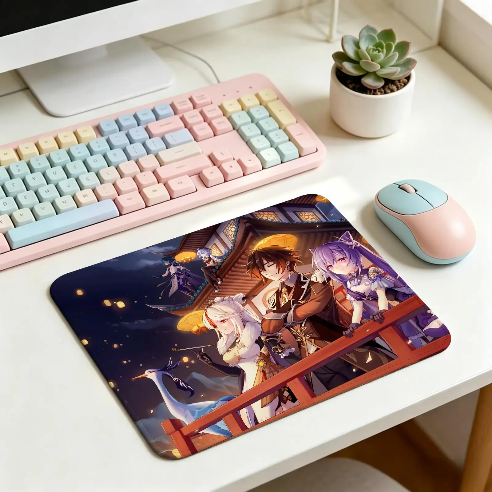 S/M/L Gaming Mat,Reinforced Stitched Edge,Genshin impact Ningguang Portable Non‑Slip Pad for Laptop Office & E‑Sports Game Play