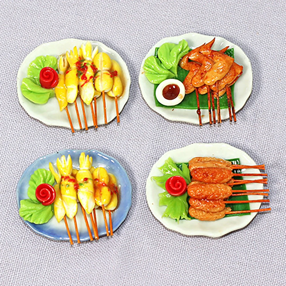 

1/12 Dollhouse Miniature Oval Barbecue Food Plate Mini Food Tray Model Toy for Doll House Accessories Decoration ob11 bjd