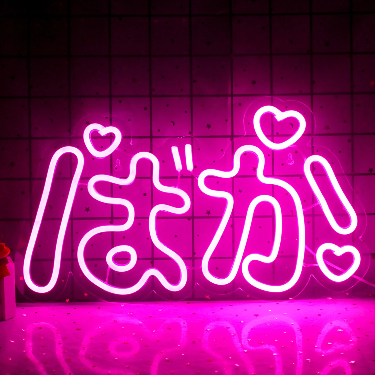 Simpatico insegna al Neon giapponese a LED per la stanza di casa Kawaii Pink Artistic Love Panel Lights Custom Party Shop Personality Wall Decor