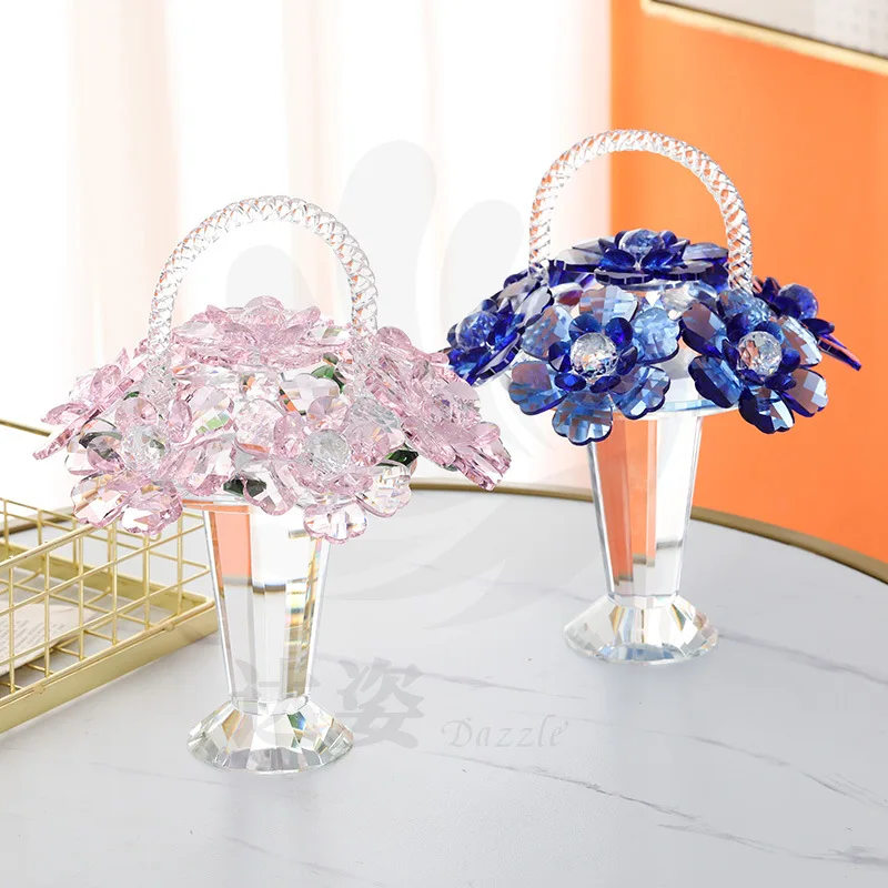 

Crystal flower basket living room bedroom dining table lattice cabinet TV cabinet beautiful woman office decoration innovative o
