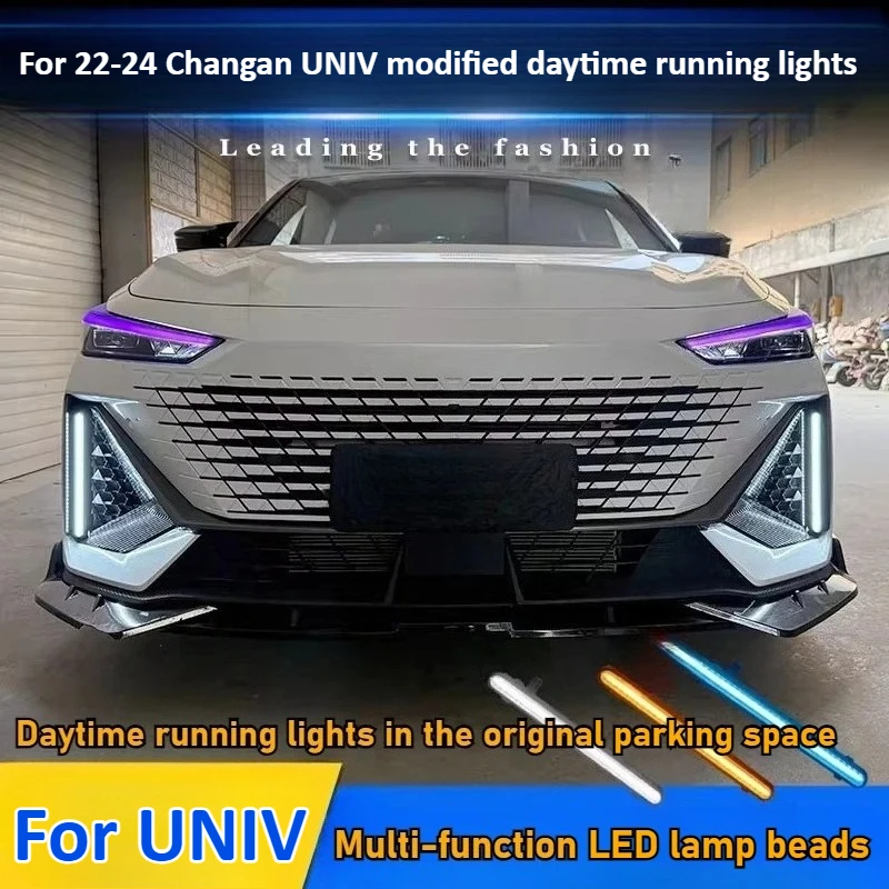 

For Changan UNIV 2022 2023 2024 Led Daytime Running Lights with Dynamic Turn Signal 12V DRL Front Fog Lamp Decorative Lights