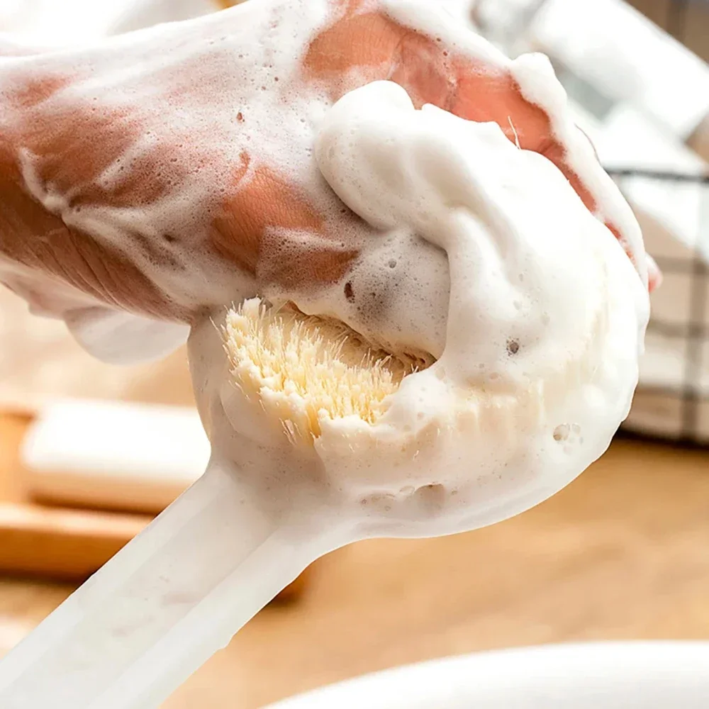 فرشاة خلفية بمقبض طويل للاستحمام، شعيرات ناعمة، فرشاة حمام لتقشير الجسم، فرشاة استحمام صحية للبشرة، مستلزمات الحمام