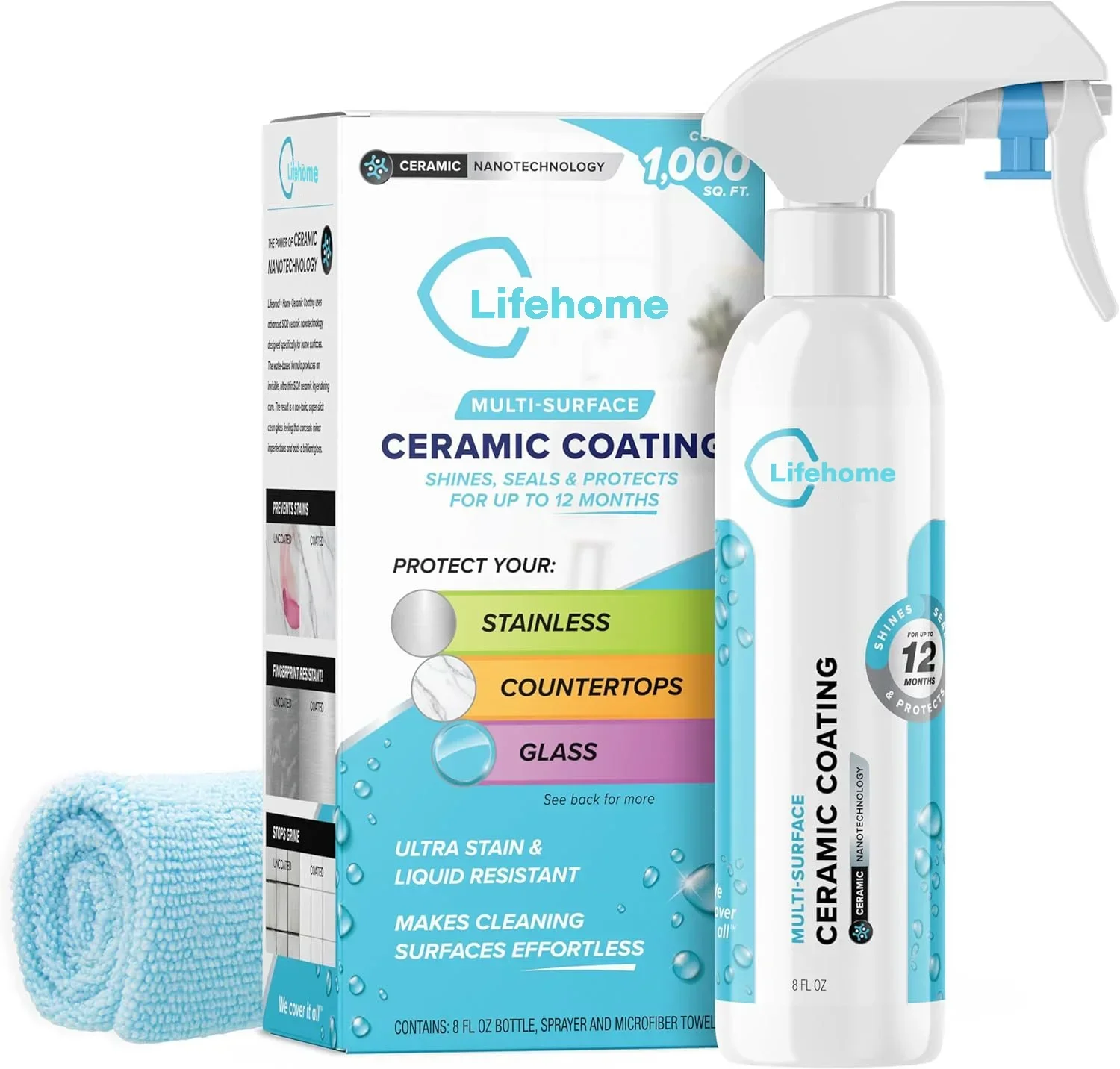 Keramikbeschichtungs-Spray-Set Glanzversiegelung Schutz für Küchen- und Badeoberflächen Verhindert Flecken und Schmutz und für Auto-Keramikbeschichtung – Detail 1