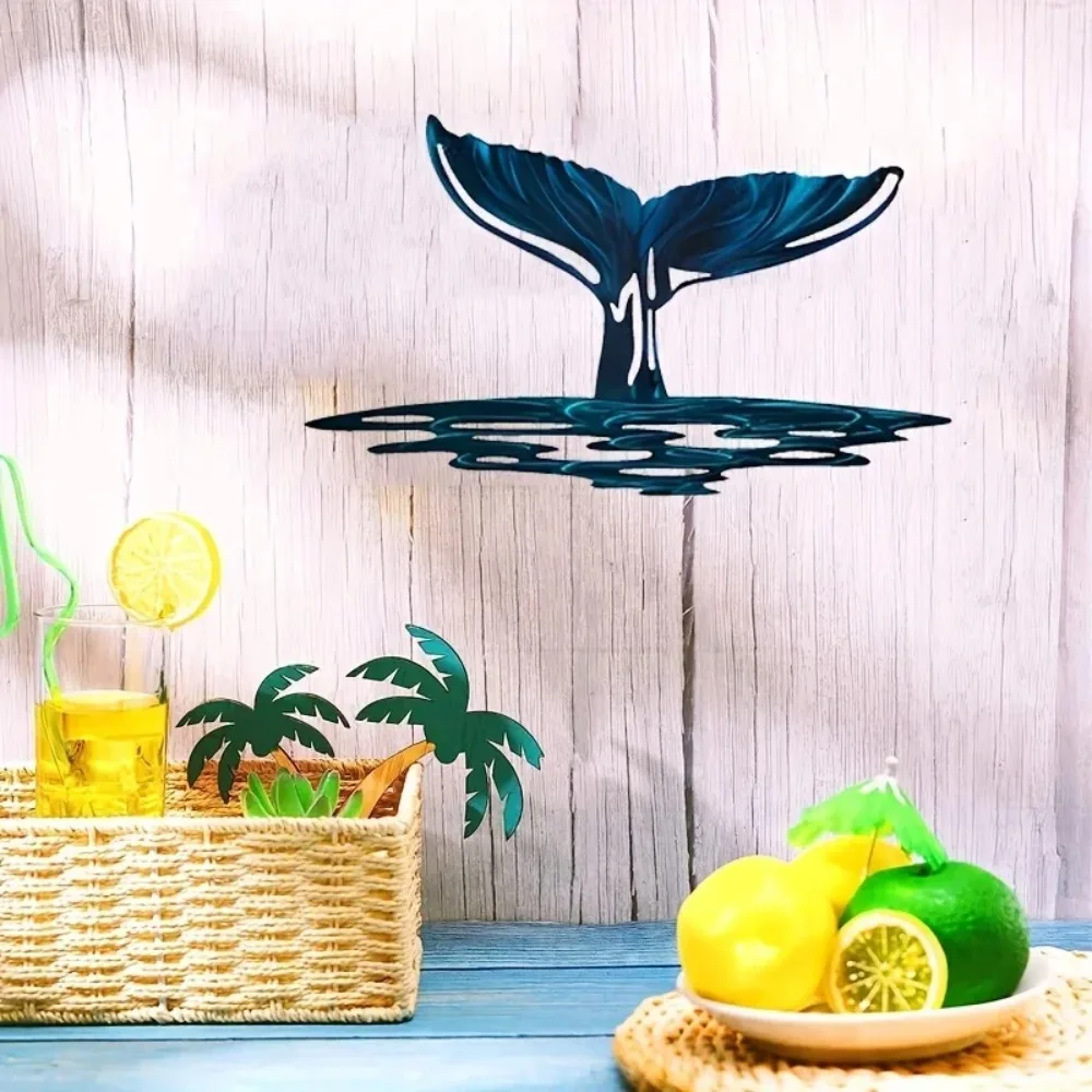 CIFBUY Metal Wall Art Whale Fish Tail Sculpture Iron Hanging Decor For Home Indoor, Perfect Ocean Series Housewarming Gift