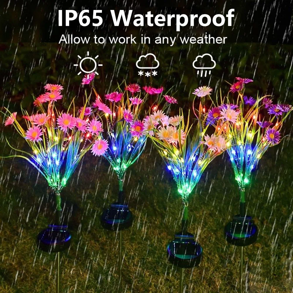 

1pc Solar Garden Lights Artificial Daisy Flower LED Lawn Light Waterproof Outdoor Landscape Lamp for Patio Yard Home Decor 조명