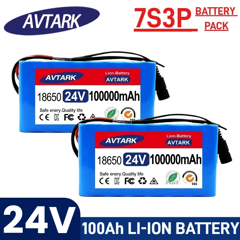 

100% New 7S3P 24V 100000mAh Rechargeable Batteries 24V 18650 Lithium Battery Wheelchair Battery 7s3p Battery Pack for Bicycle
