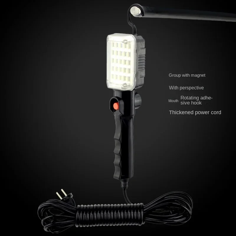 Luz de trabajo con Cable de alimentación, lámpara de inspección de reparación de vehículos, 15W, 25LED, 220V, 10m, 1500LM