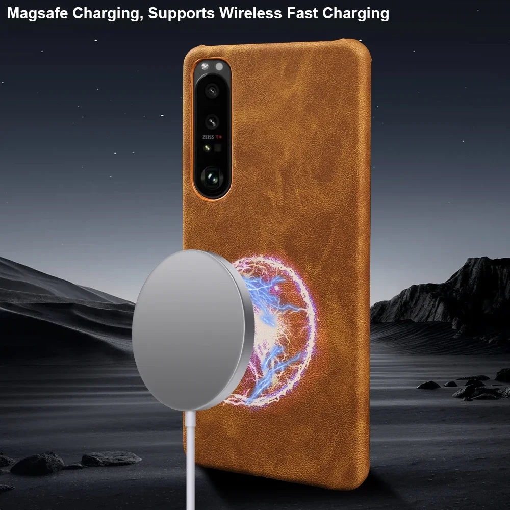 For Magsafe Leather Skin Phone Case For Sony Xperia 1 IV 10 V 5 III 10 IV Pro-I Magnetic Case Hard PC Back Cover Coque Fundas