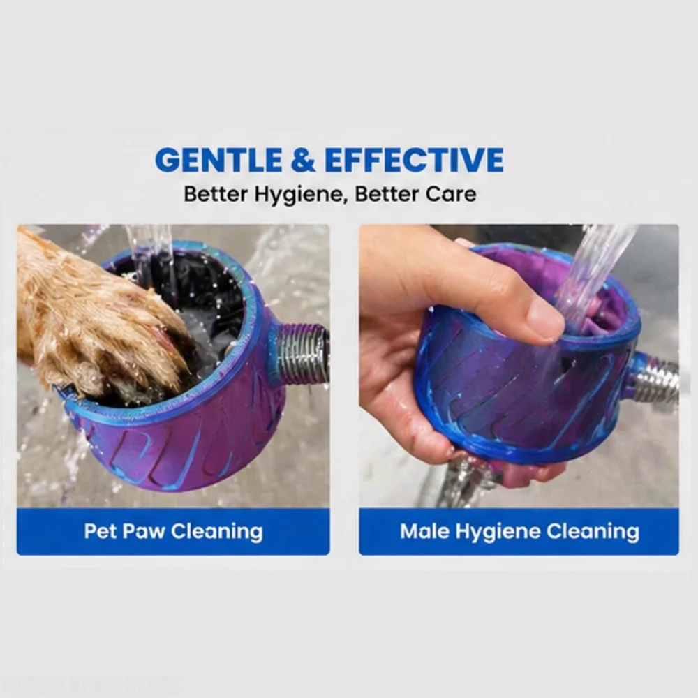 

8cm G1/2 Multifunctional Men's Hygiene Shower Head, Full Clean Massage Sprayer with Dog Cat Paw Cleaning Tool