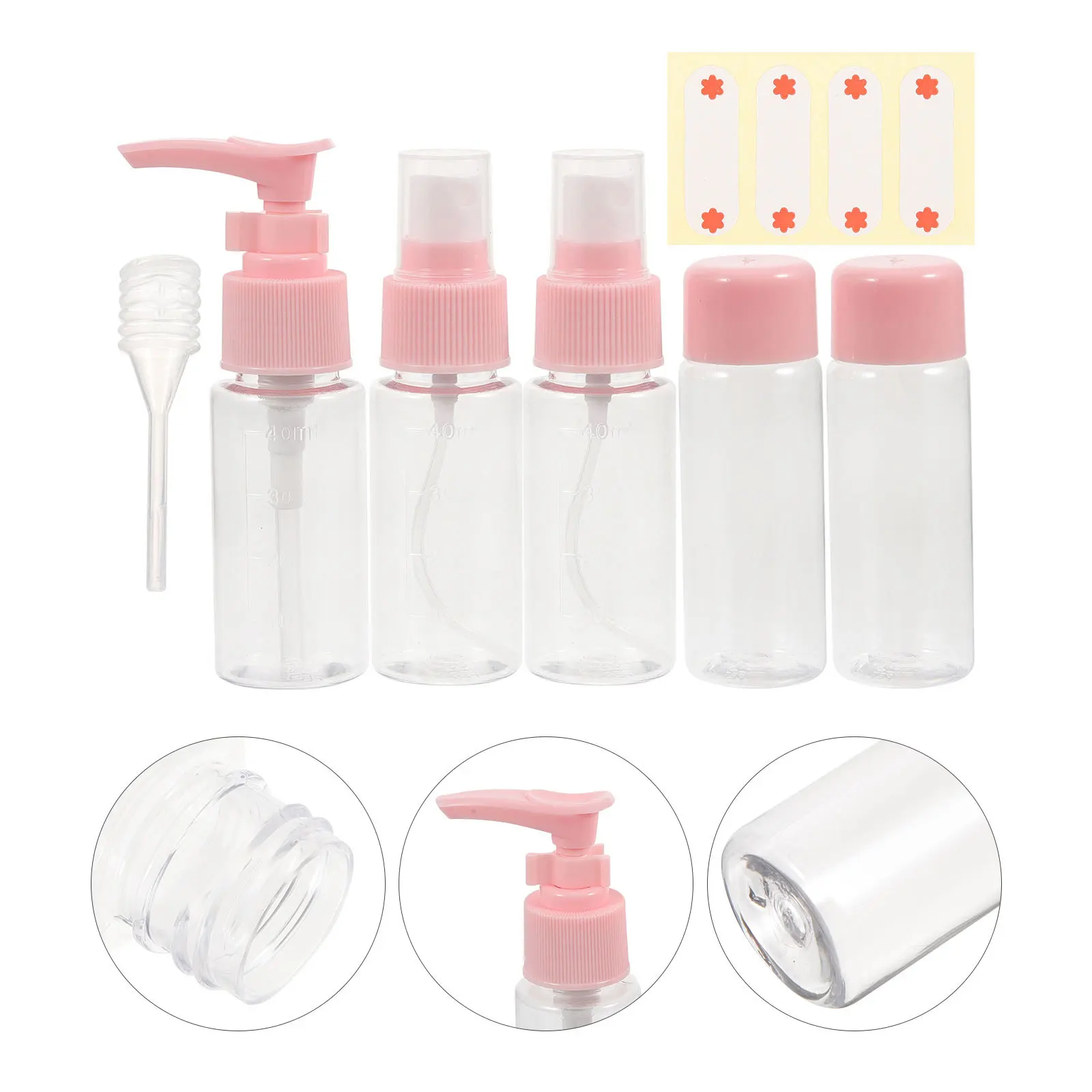 

7Pcs Plastic Travel Bottles Leakproof Refillable Containers Set Facial Cream Bottles Dropper Sprayer Travel