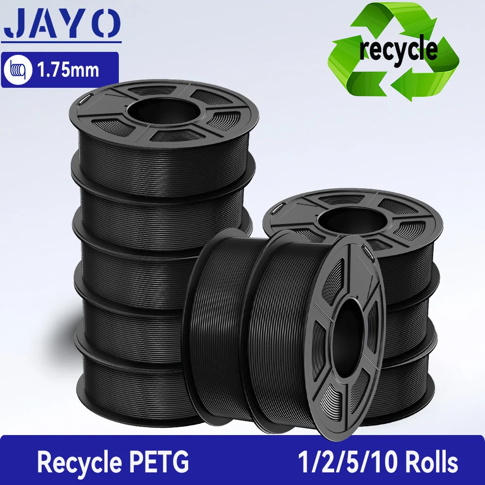 JAYO 1/2/5/10 Rolls 3D PETG Recycle Filament 1.75mm +/-0.02mm Filament For FDM 3D Printer PETG Neatly Wound 3D Printing Material