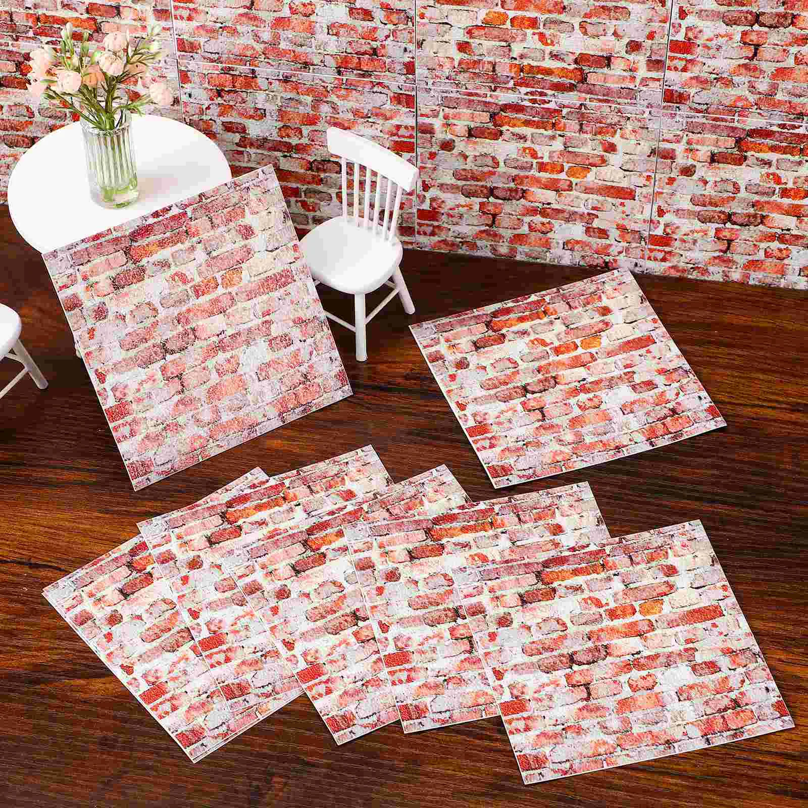 20 Pcs House Wall Sticker Accessories Wallpaper Stickers Mini Miniature Ceramic Tile Pvc Peel and for