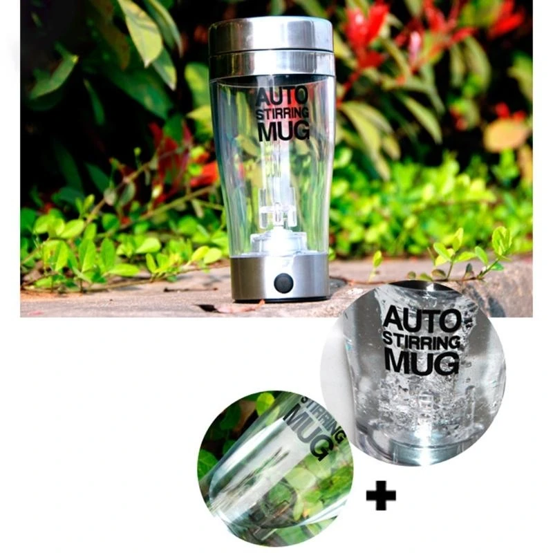 W8EA 400ml Electric Protein Shaker Cup Auto Shake Mixer Drink Bottle Juicer Stainless Steel Transparent Coffee Mug