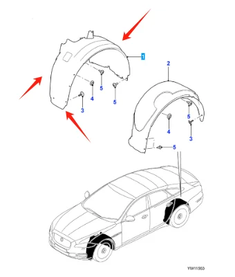 C2D34722 C2D43781 C2D23098 C2D3734 Front Right Wheel Housing Liner For JAGUAR XJ X351 2010-2019