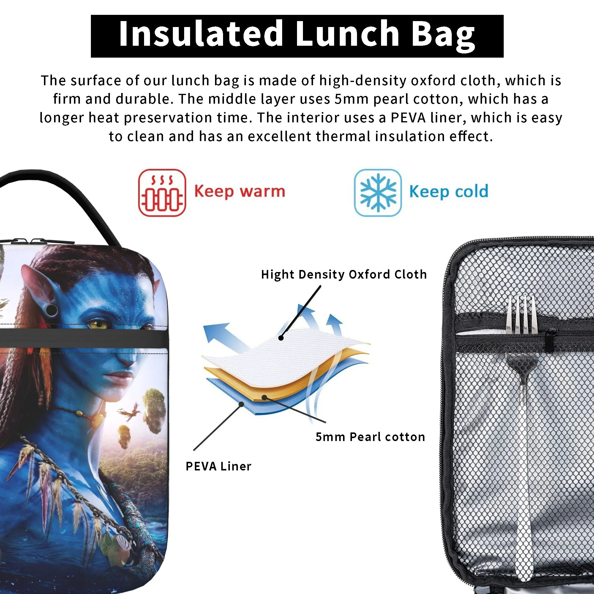 Avatars The Way of Water Thermal Insulated Lunch Bags for Work  Portable Food Bag Thermal Cooler Lunch Box - view 4