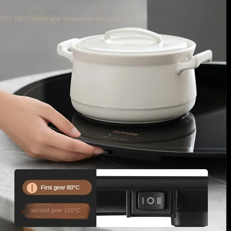 Supor 전기 식품 워머, 회전식 식품 절연 보드, 다기능 급속 가열, 보온 식품 플레이트, 60cm, 220V, 500W