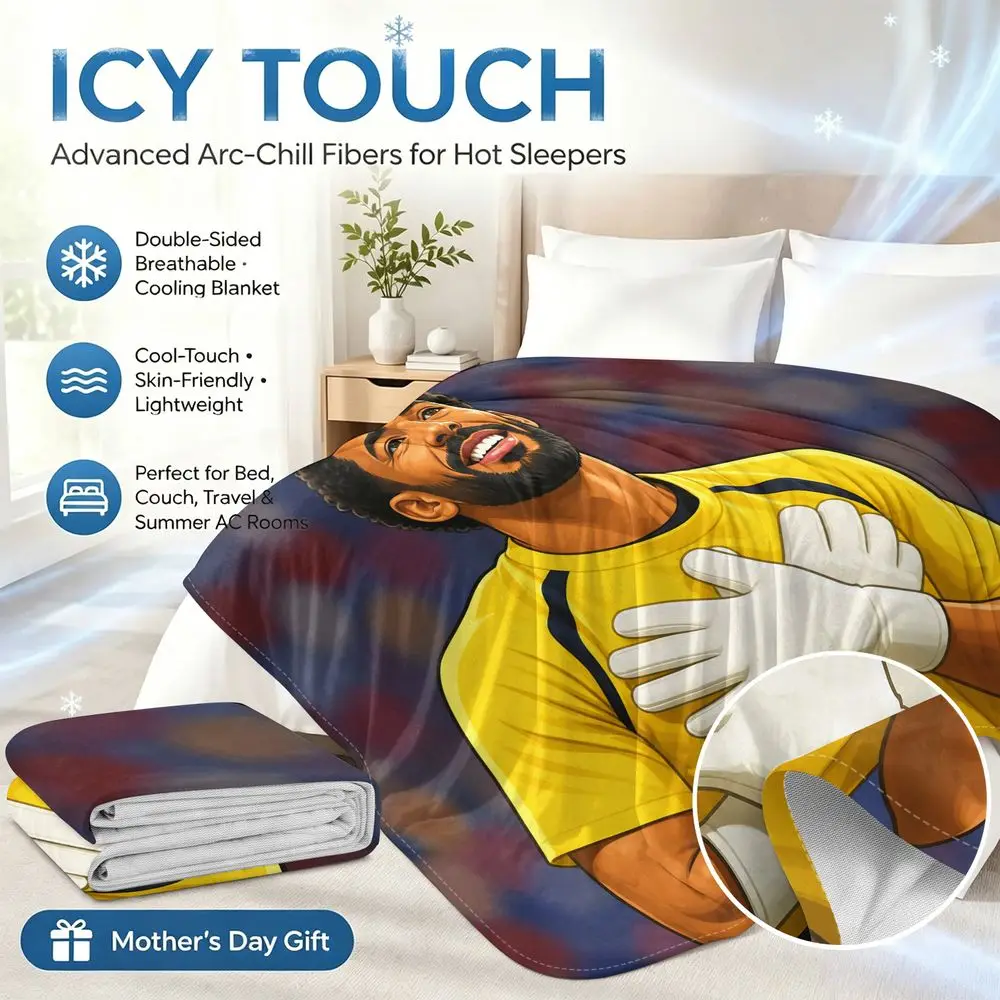Smiling Cartoon Goalkeeper Print Q MAX 0.3 Cooling blanket Sports Fan Family Couch High Cool Summer Wrap