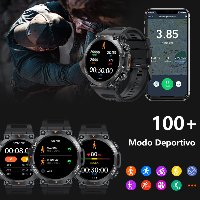 Reloj deportivo de MEVADEN-BorderK56Smart con llamadas, monitor de ritmo cardíaco, MD56