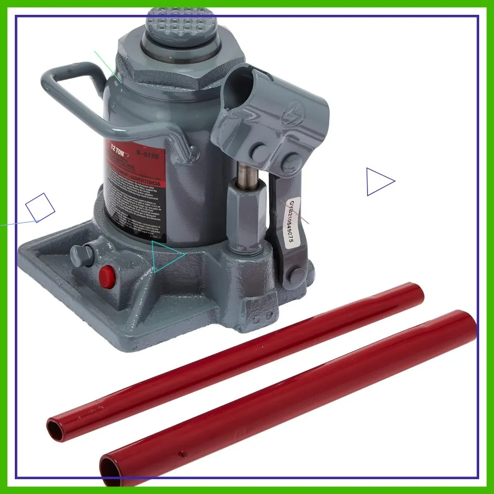 

12-тонный гидравлический домкрат для бутылок серого цвета — прочное стальное седло, регулируемая высота, система предохранительного обхода