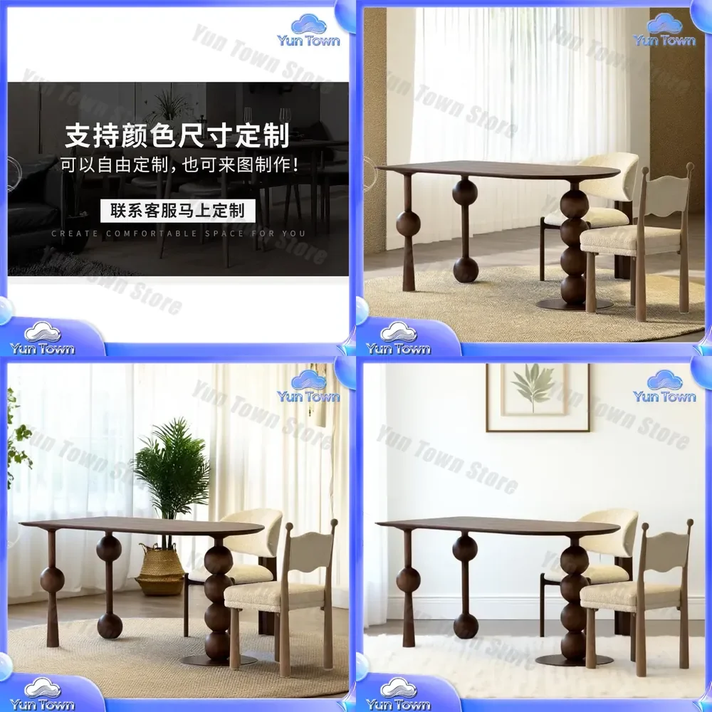 Solid Wood Dining Table for Medieval Style and Wabi Sabi Small Apartment Modern Minimalist Coffee Table Family Workbench