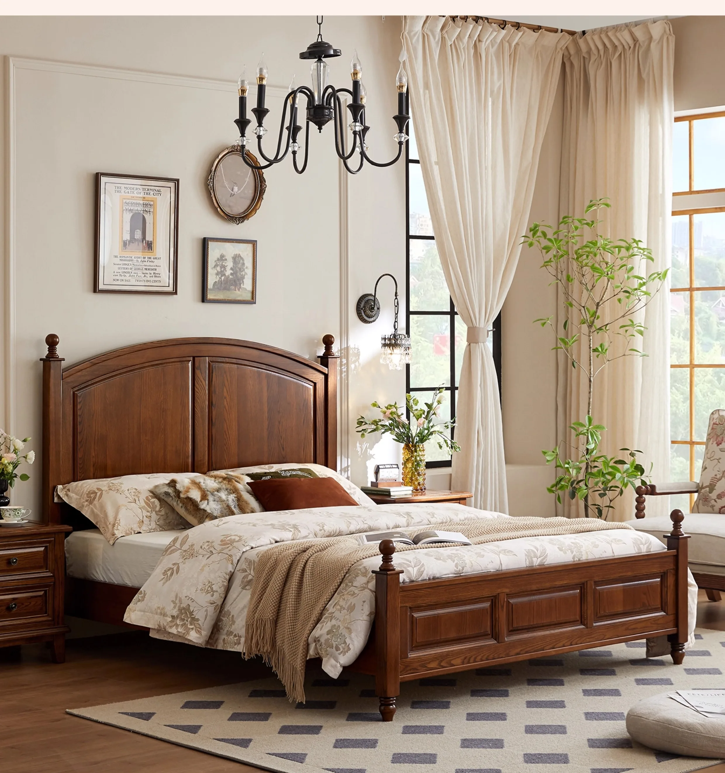 

LTT all solid wood American country single bed bedroom single bed log furniture