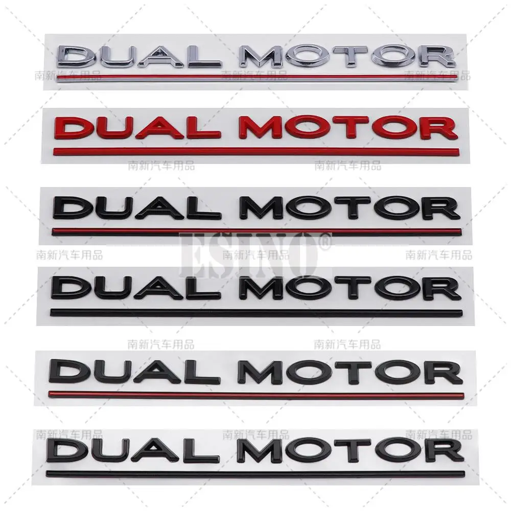 Car Styling 3D Dual Motor ABS Adhesive Emblem Rear Trunk Badge Sticker Body Decal for Tesla Model 3 Model S Models Y Model X