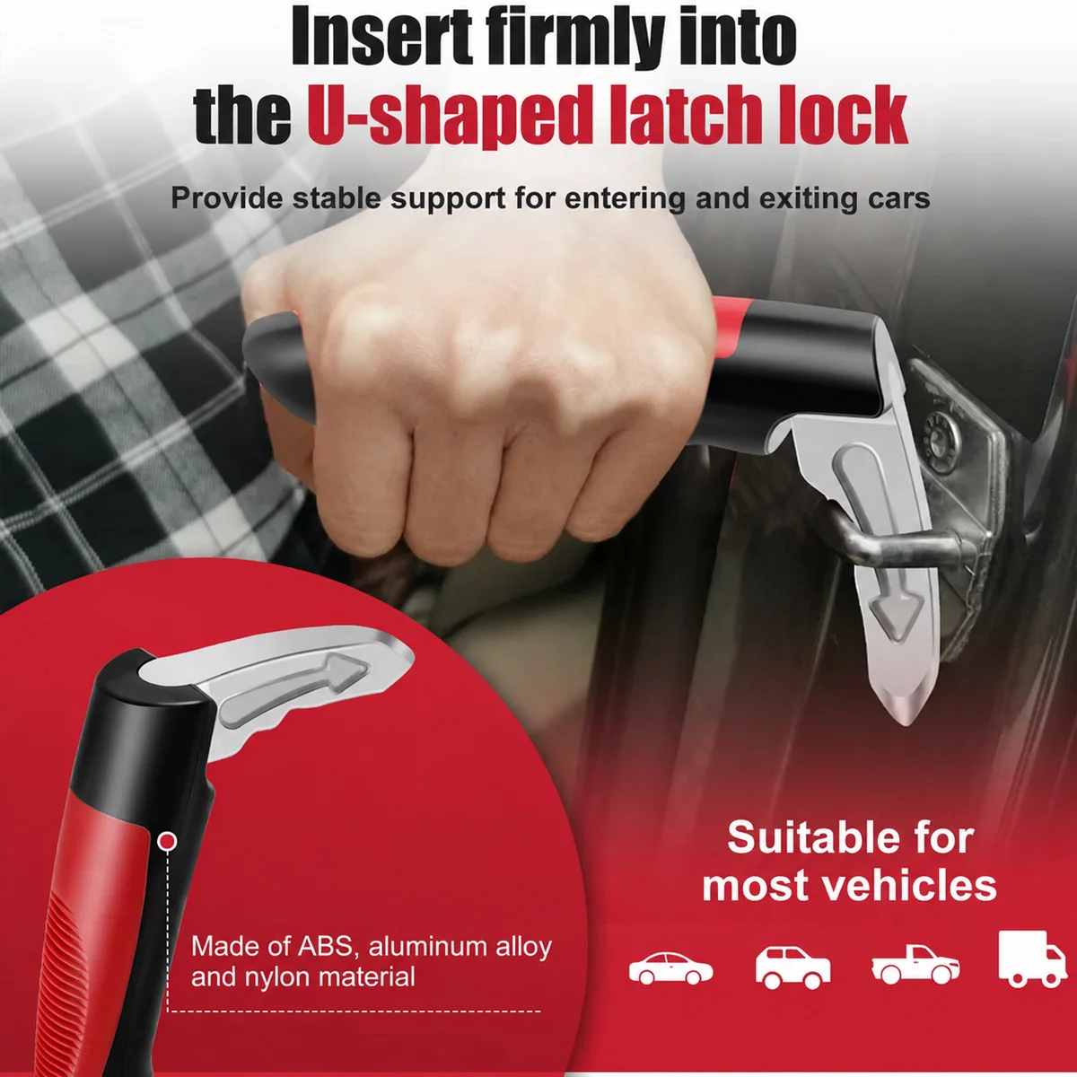 PINMOAP Car Door Assist Handle Portable Vehicle Grab Handle Mobility Aid Tool Easy Entry Exit Support Handle Car Accessories