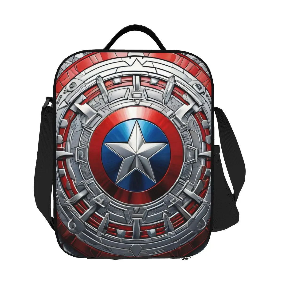 

Custom Captain America Comics Thermal Insulated Lunch Bag Women Superhero Resuable Lunch Tote for Multifunction Bento Food Box