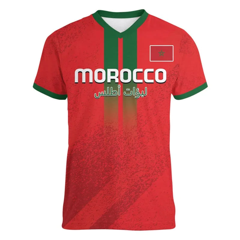 Morocco Football Soccer Sport Men T Shirt Women Tee Boys Girls Top Adults Children Parent Child V neck quick dry kid Tshirts