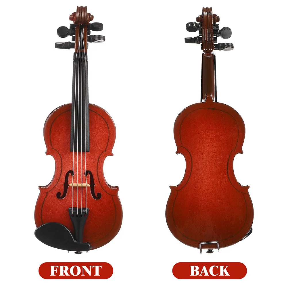

1Set Wooden Mini Violin Realistic Desktop Ornament Studio Photo Prop with Rack Bow Tiny Violin Tiny Things