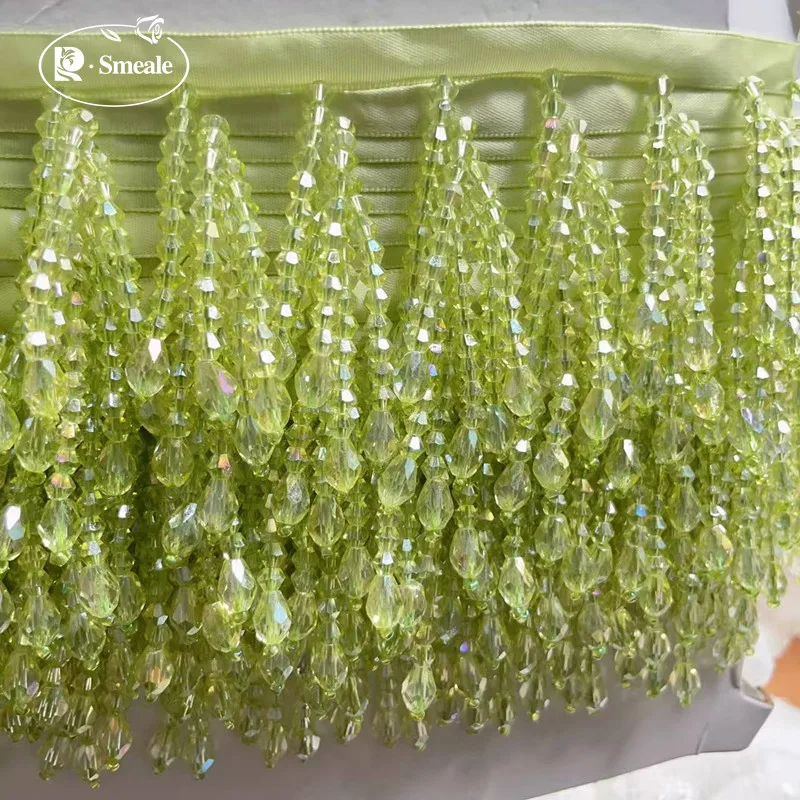 9Y-6Y-3Y,22color Crystal Tassels Beaded Lace Trim.Tassel Lace Decoration Shoes Ornaments Multicolor Hanging Bead Curtain