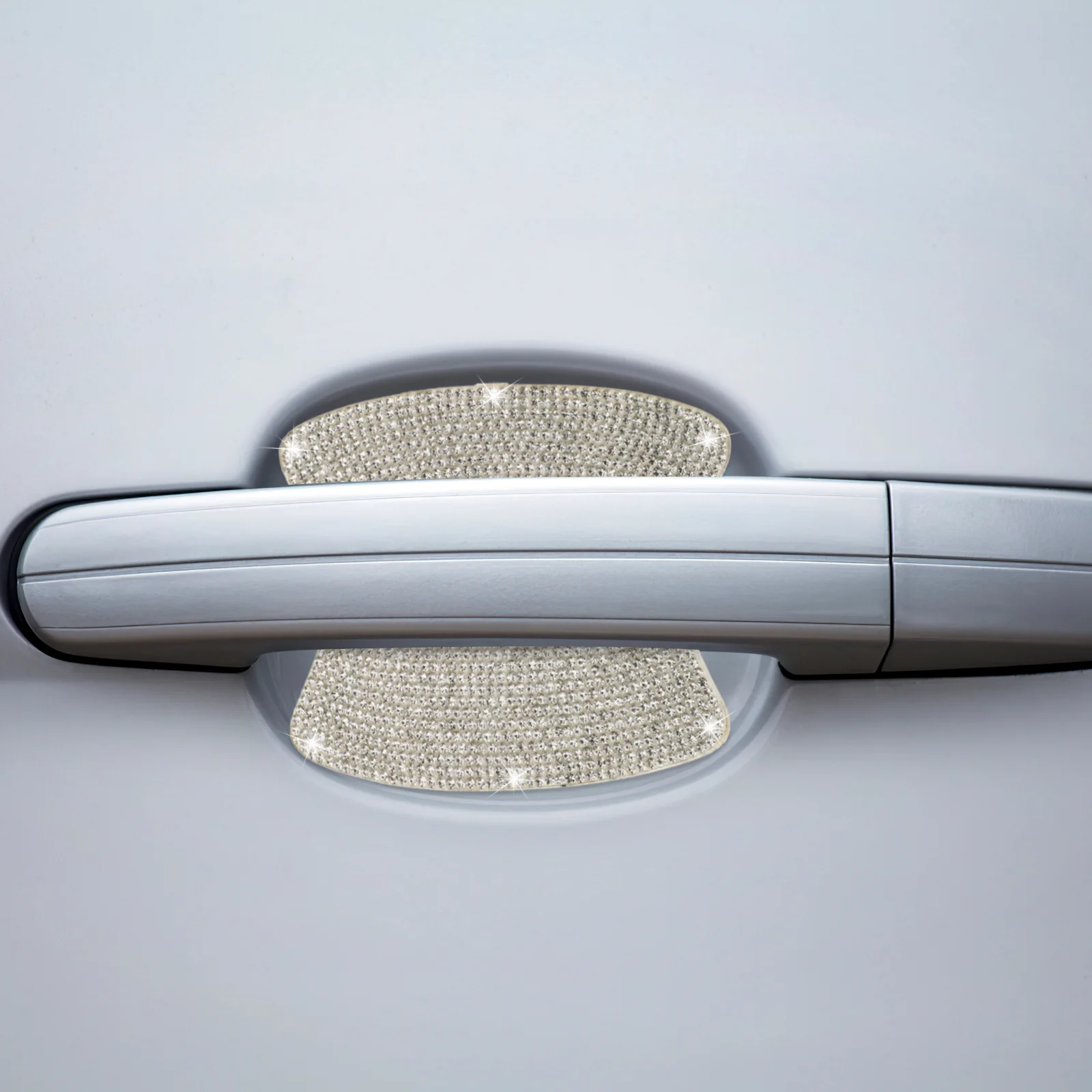 

2Pcs Rhinestone Car Door Handle Cup Stickers Glitter Crystal Decal Night Reflective Scratch Protector Easy Apply
