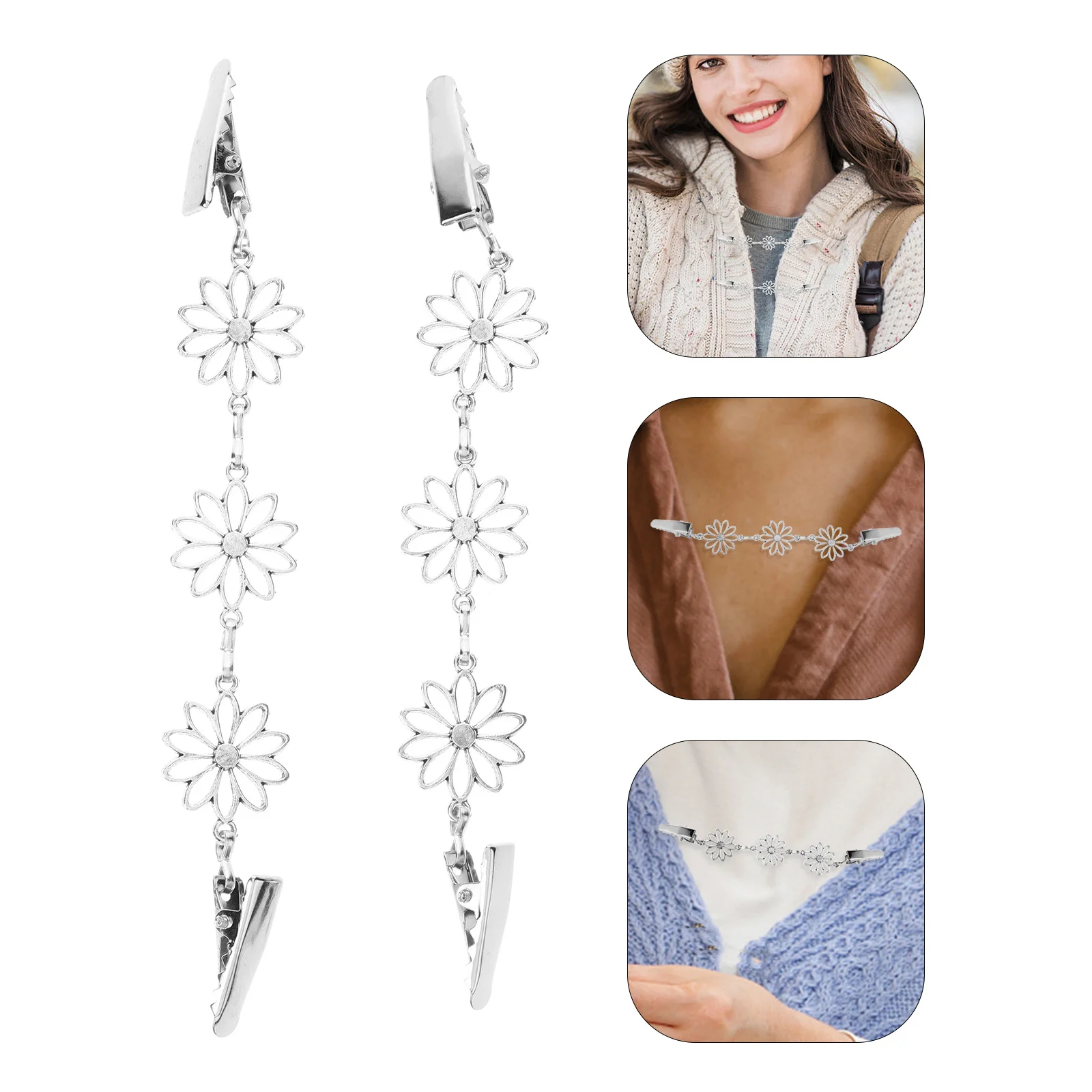 

2Pcs Sweater Clips Vintage Style Zinc Alloy Shawl Clips Sweater Cardigan Clip for Women Formal Events Cardigan Clip