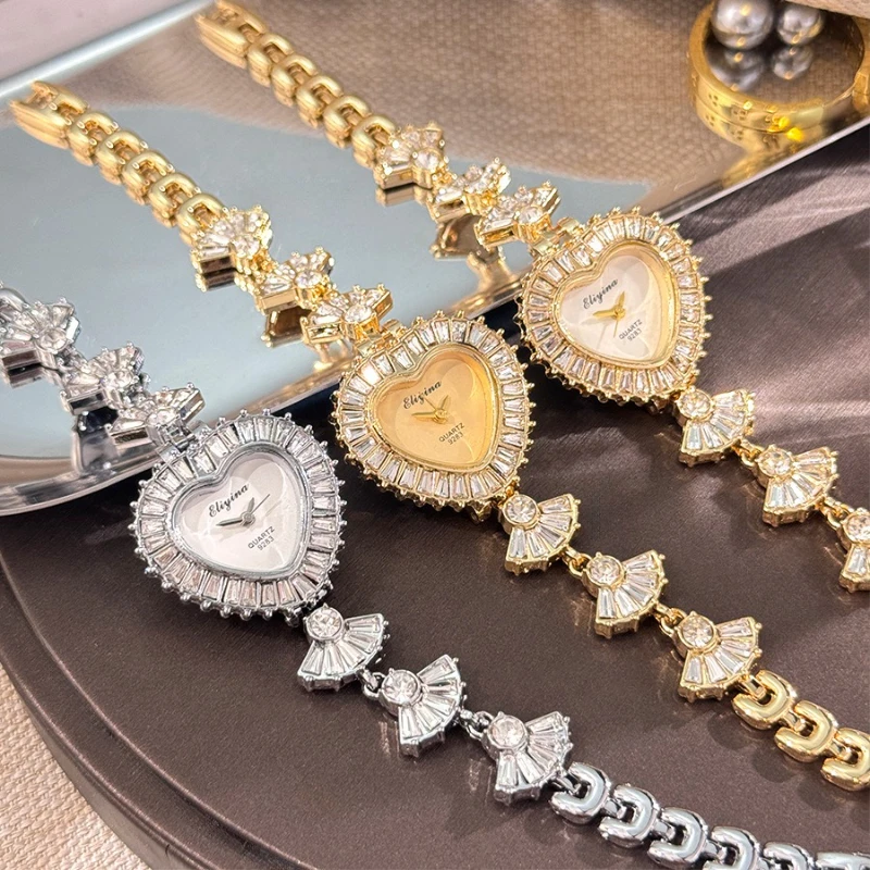 New Love Set Zircon Small Skirt Simple Fashionable Exquisite High End Bracelet for Women Quartz Watch