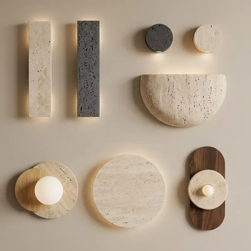 Natural Limestone LED Wall Lamp Stone Sconce Light for Hotel Bedroom Villa Corridor Project Lighting Fixture