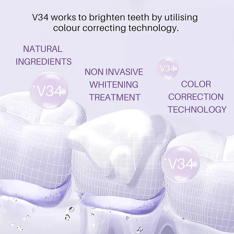 50ml V34 Mousse Teeth Cleaning Toothpaste Effective Brightening Whitening Toothpaste Removing Tooth Deep Stains Yellow Oral Care