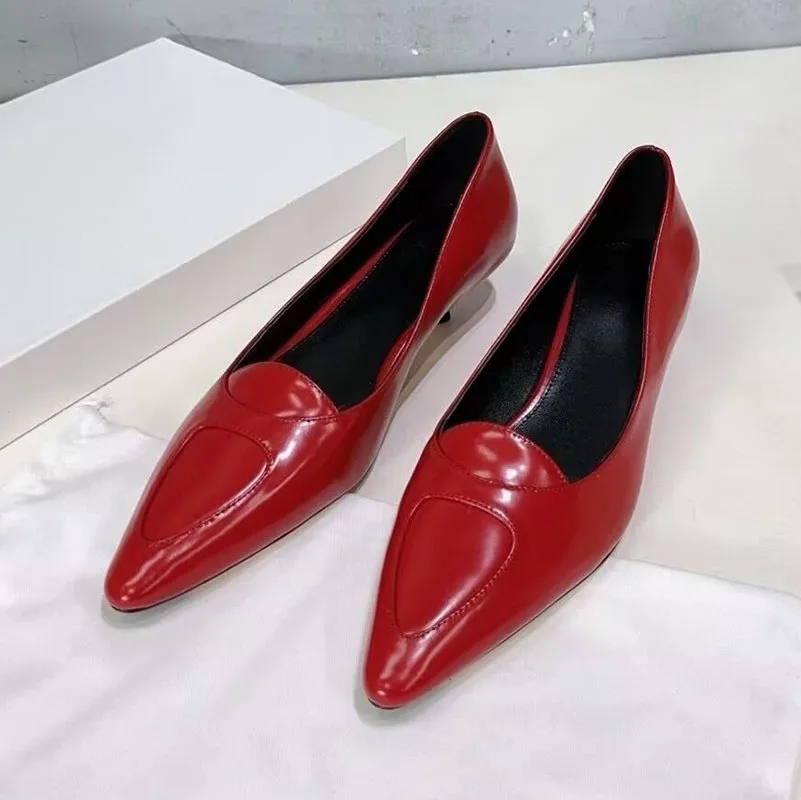 

New Pointed Toe Genuine Leather Low Heels Single Shoes Women's Solid Color Sexy Thin Heels Sandals Summer Dress Shoes Pumps