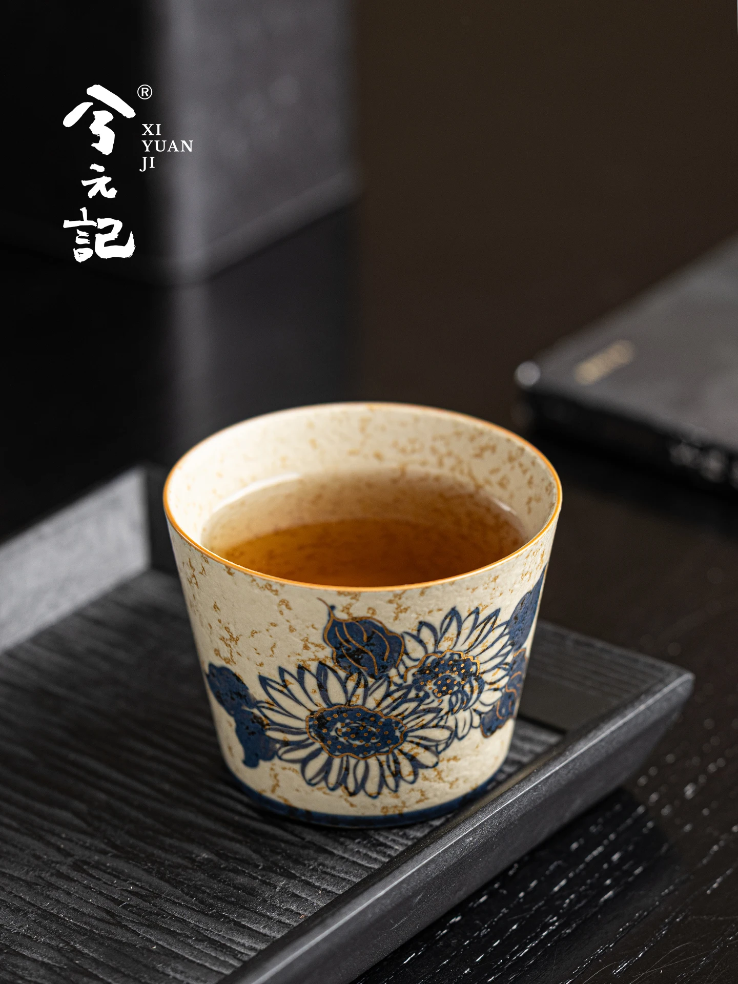 Blue and White Fire Stone Red Ceramic Tea Cup Single Personal Dedicated High-Grade Kung Fu Set