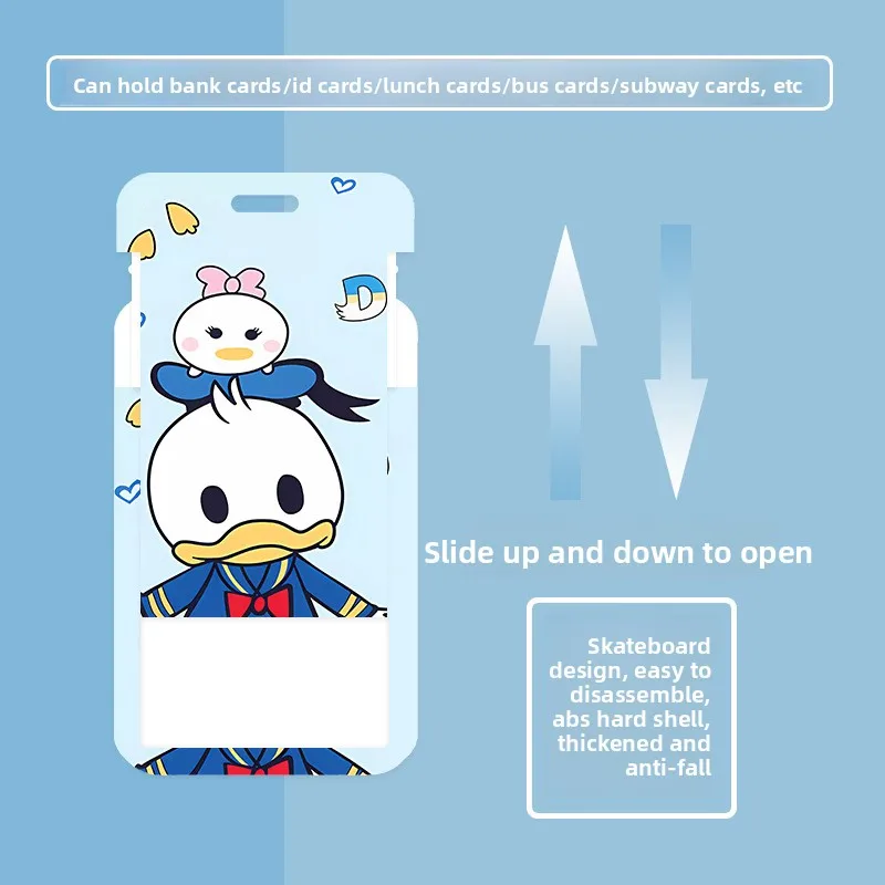 Disney Donald Duck Cartoon Card Holder Without Lanyard Portable Name Badge Case Luxury Designer Cardholder for Student Women