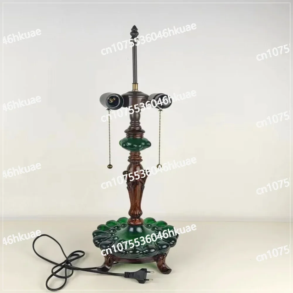 Lotus Pattern Tiffany Table Lamp Base - Premium Metal & Resin Lighting Socket Holder for Desk Decor