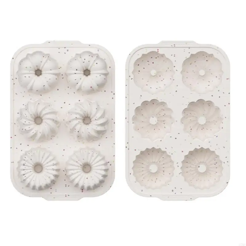 37ME Nonstick Silicone Cake Molds 6 Cavity Fluted Tube Cake Pan With Metal Frame For Dessert Maker And Fall Themed Parties