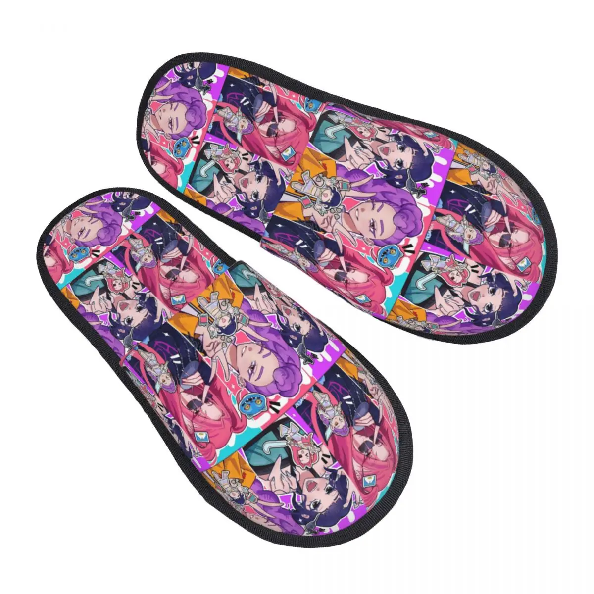 

HUNTRIX зимние тапочки для спальни Kpop, охотники на демонов, мягкие домашние меховые шлепанцы, нескользящие тапочки