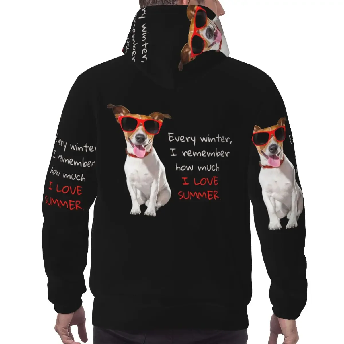 Jack Russell Terrier Dog In Red Sunglasses Hoodie Harajuku Pullover Autumn Winter Men's Women's Sweatshirt Long Sleeve Tops