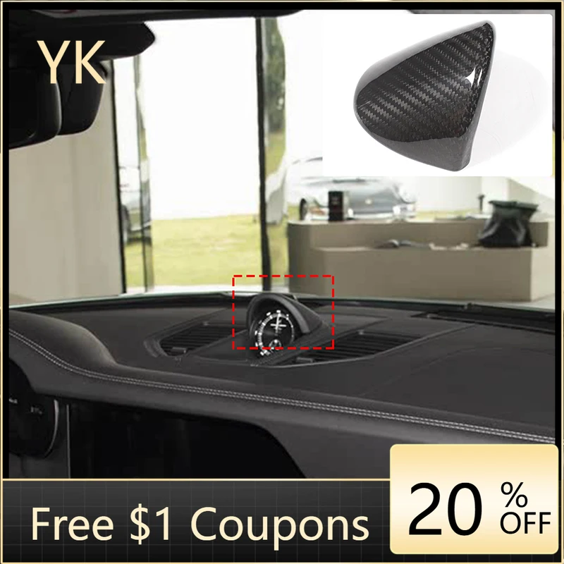 

For Porsche 911 2019-2026 Real Carbon Fiber Car Center Console Clock Panel Compass Cover Decorative Interior Car Accessories