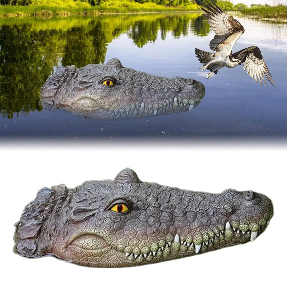 Pond Floating Alligator Head Decoy, Outdoor Alligator Pool Float Fake Gator Head Decorations Duck Deterrent, Crocodile Head Pond