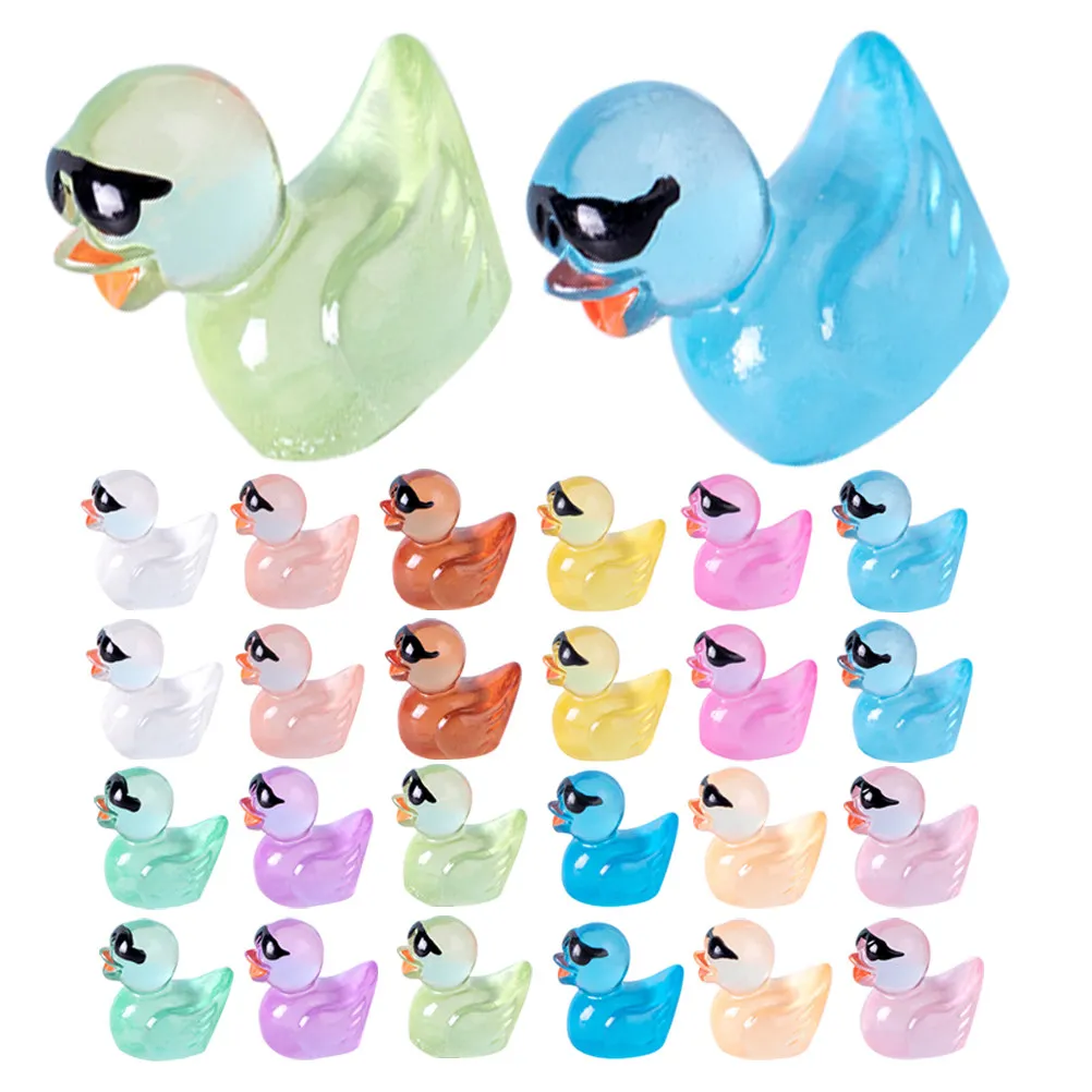36Pcs Glow in The Dark Mini Duck Resin Micro Landscape Decor Party Garden Yard Desktop Decoration Cute Animal Statue