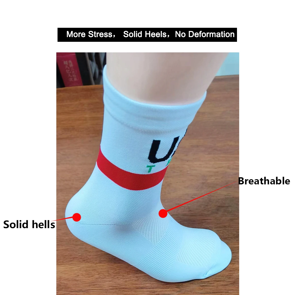 White Cycling Socks Men Women UAE Team Breathable Quick Dry Outdoor Football Running Socks