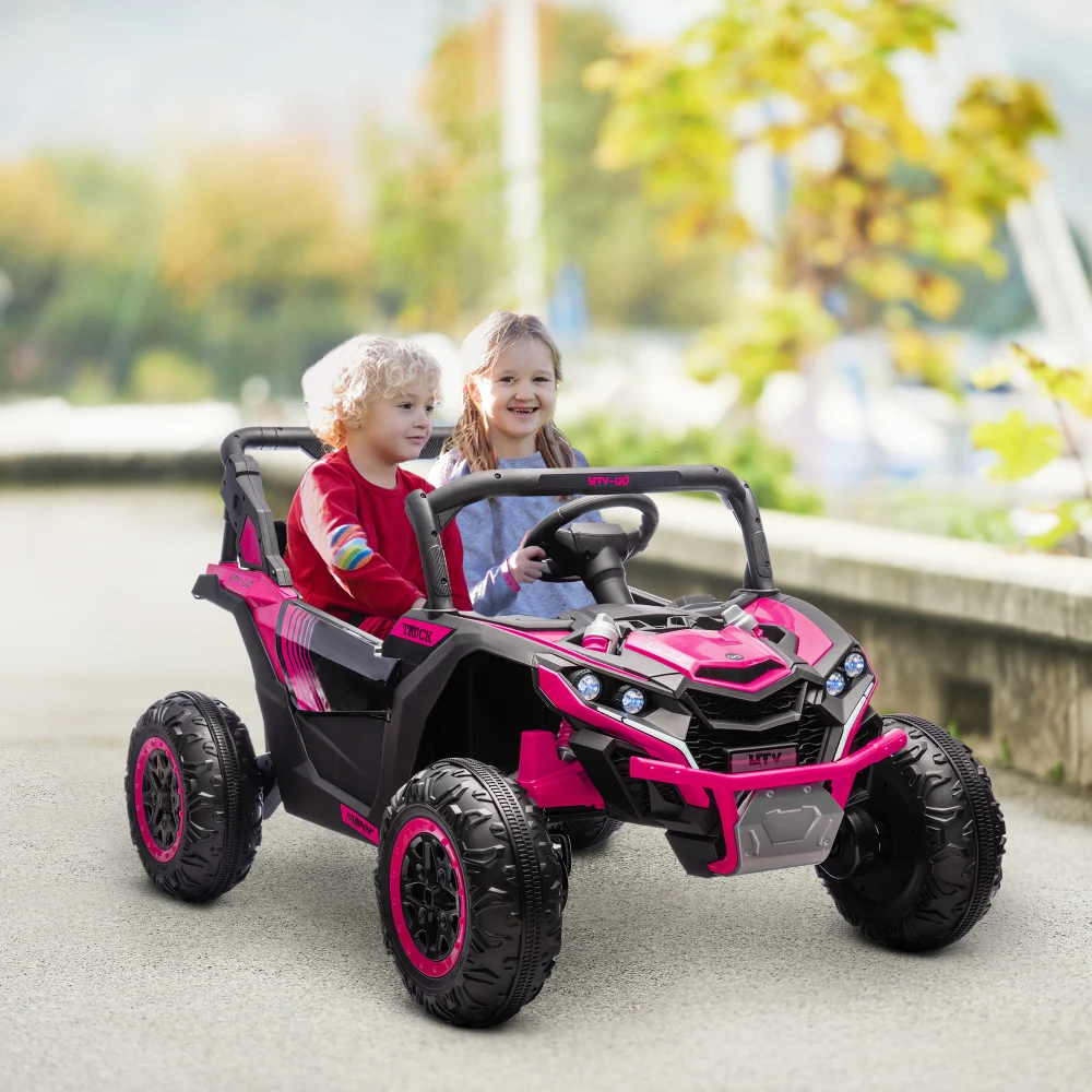 24V 7AH Ride on UTV, 2 Seater 4MPH Kids Electric Car Ride on Battery Powered Toy, Music Horn and LED Lights, for 3-8 Years old