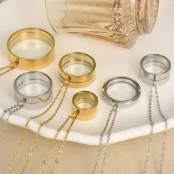 1Pc Stainless Stee Inner Size 15-40mm Women Thicker Round Glass Reliquary Photo Floating Ashes Locket Pendant Necklaces Jewelry