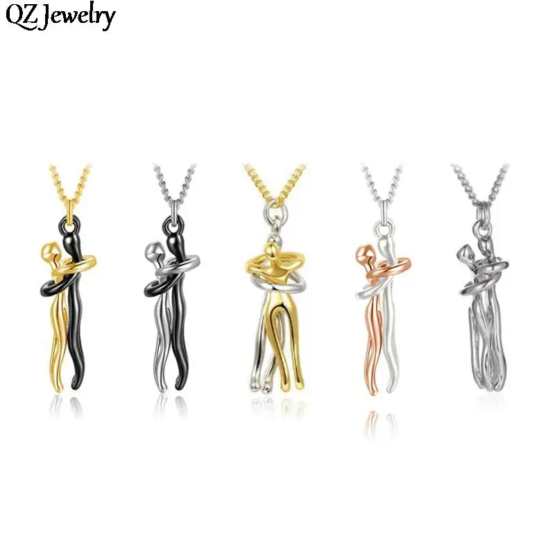 1pc Couple Hugging Pendant Necklace Charm Lovers Together Forever Couple Hug Necklace for Men Women Couple Love Jewelry Gifts